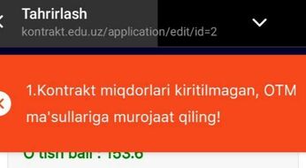 Kontrakt miqdorlari kiritilmagan — bu nima degani?