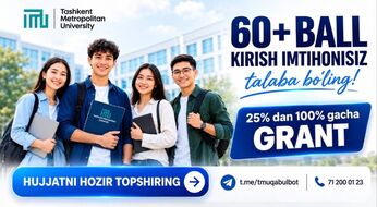 Tashkent Metropolitan Universitetidagi kontrakt narxlar