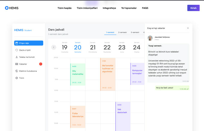 HEMIS tizimining yangi versiyasi (v1.8.6) foydalanishga topshirildi!