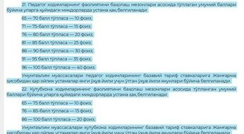 Pedagog va boshqa xodimlarga ustama haq toʻlash tartibi