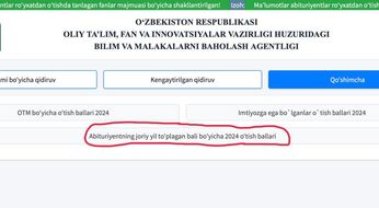 Abituriyentlar uchun yangi imkoniyat: joriy yil to‘plagan ballarining o‘tgan yilgi o‘tish ballariga mosligini tekshirish mumkin