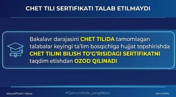 Diplom IELTS o‘rnini bosadi: O‘zbekistonda magistratura uchun til to‘sig‘i bekor qilinmoqda