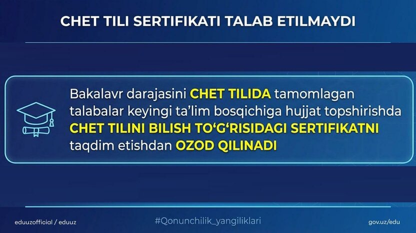 Diplom IELTS o‘rnini bosadi: O‘zbekistonda magistratura uchun til to‘sig‘i bekor qilinmoqda