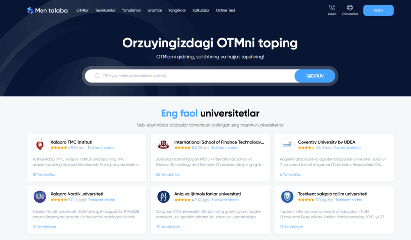 Mentalaba.uz bilan orzudagi universitetingizga tez va oson hujjat topshiring