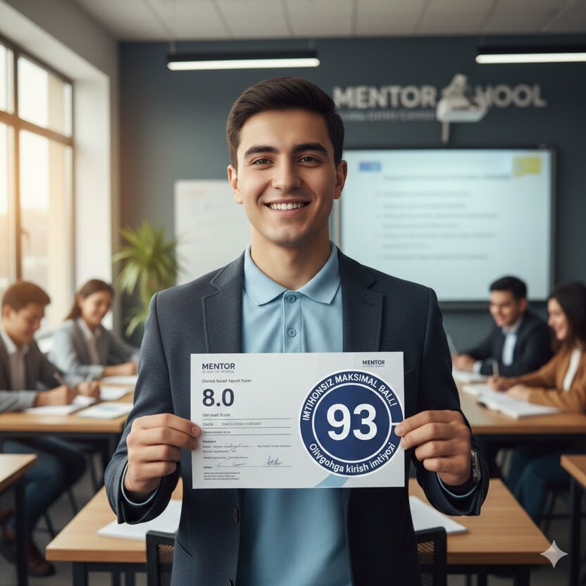 Mentor School — Imtihonsiz 93 ball va IELTS imtiyozlari bilan talaba bo‘ling!
