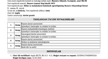 Nega ruxsatnomada test vaqti 6:30 va 13:30 deb ko‘rsatilgan?