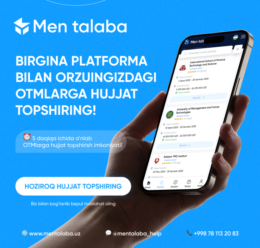 Birgina platforma bilan orzuingizdagi OTMga hujjat topshiring!