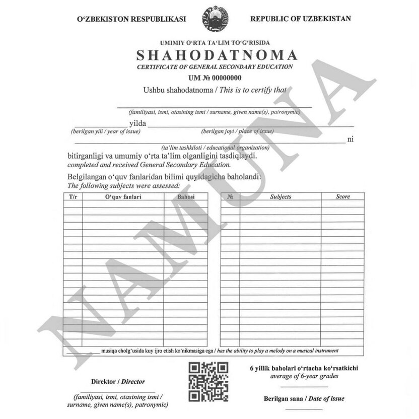 Bitiruvchilarga 6 turdagi shahodatnomalar beriladi