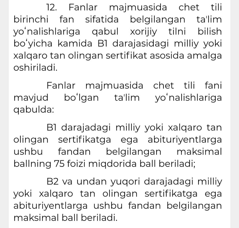 O‘qishni ko‘chirishda B1 sertifikati o‘tadimi? 2026-yil tartibi