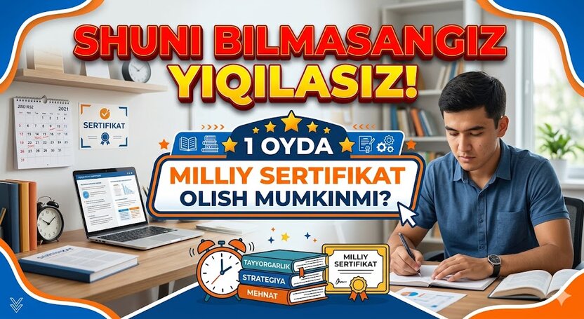 Shuni bilmasangiz yiqilasiz! 1 oyda milliy sertifikat olish mumkinmi?